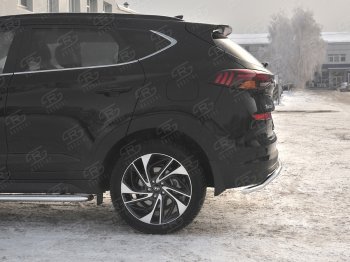 16 499 р. Защита заднего бампера (Ø42 мм волна, нержавейка) SLITKOFF  Hyundai Tucson  TL (2018-2021) рестайлинг  с доставкой в г. Санкт‑Петербург. Увеличить фотографию 2