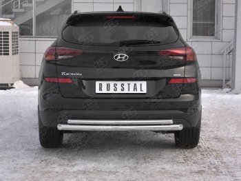 16 699 р. Защита заднего бампера (Ø63/42 мм, нержавейка) Russtal Hyundai Tucson TL рестайлинг (2018-2021)  с доставкой в г. Санкт‑Петербург. Увеличить фотографию 1