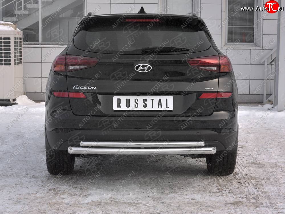 16 699 р. Защита заднего бампера (Ø63/42 мм, нержавейка) Russtal Hyundai Tucson TL рестайлинг (2018-2021)  с доставкой в г. Санкт‑Петербург