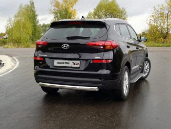 Защита заднего бампера (овальная) ТСС (нержавейка d75х42 мм) Hyundai Tucson TL рестайлинг (2018-2021)