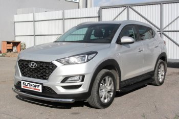 14 999 р. Пороги алюминиевые Slitkoff  Hyundai Tucson  TL (2018-2021) рестайлинг (Optima Black )  с доставкой в г. Санкт‑Петербург. Увеличить фотографию 2