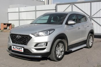 14 999 р. Пороги алюминиевые Slitkoff  Hyundai Tucson  TL (2018-2021) рестайлинг (Optima Silver)  с доставкой в г. Санкт‑Петербург. Увеличить фотографию 2