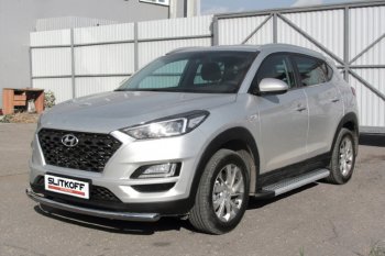 19 749 р. Пороги алюминиевые Slitkoff  Hyundai Tucson  TL (2018-2021) рестайлинг (Standart Silver)  с доставкой в г. Санкт‑Петербург. Увеличить фотографию 2