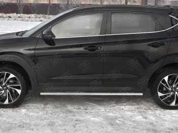 21 749 р. Защита порогов (Ø75x42 мм с проступью, нержавейка) Russtal Hyundai Tucson TL рестайлинг (2018-2021)  с доставкой в г. Санкт‑Петербург. Увеличить фотографию 2