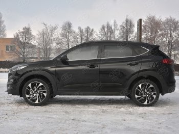 21 749 р. Защита порогов (Ø75x42 мм с проступью, нержавейка) Russtal Hyundai Tucson TL рестайлинг (2018-2021)  с доставкой в г. Санкт‑Петербург. Увеличить фотографию 3