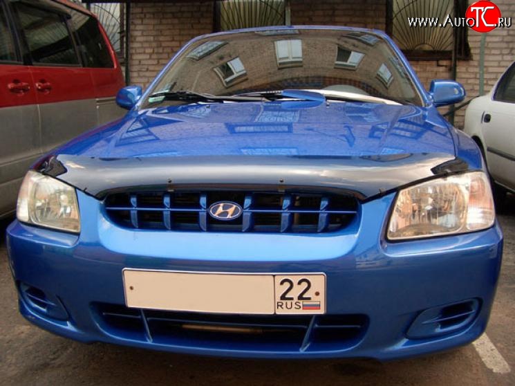 2 699 р. Дефлектор капота NovLine Hyundai Accent седан ТагАЗ (2001-2012)  с доставкой в г. Санкт‑Петербург