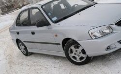 4 099 р. Пороги накладки Style  Hyundai Accent  седан ТагАЗ (2001-2012) (Неокрашенные)  с доставкой в г. Санкт‑Петербург. Увеличить фотографию 2