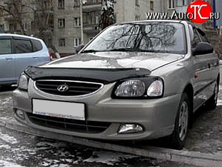 1 484 р. Защита передних фар NovLine (очки) . Hyundai Accent седан ТагАЗ (2001-2012)  с доставкой в г. Санкт‑Петербург