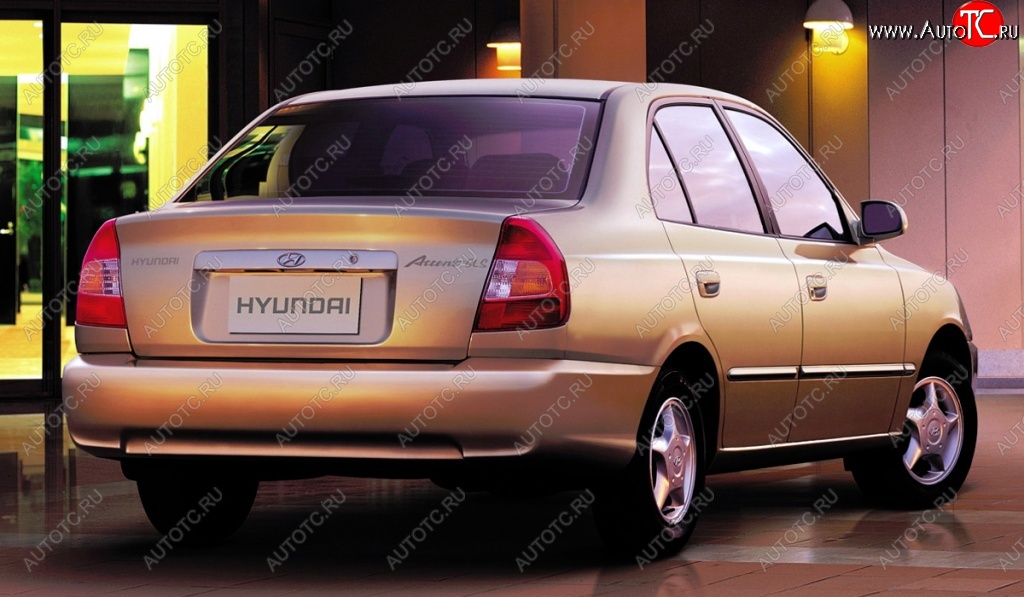 4 899 р. Задний бампер Стандартный Hyundai Accent седан ТагАЗ (2001-2012) (Неокрашенный)  с доставкой в г. Санкт‑Петербург