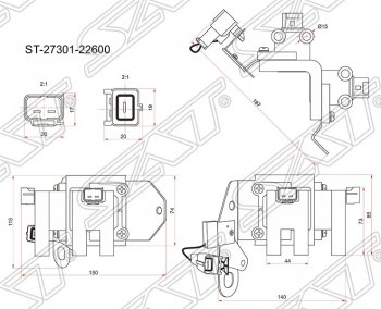 1 789 р. Катушка зажигания SAT  Hyundai Accent  седан ТагАЗ - Getz  TB  с доставкой в г. Санкт‑Петербург. Увеличить фотографию 1