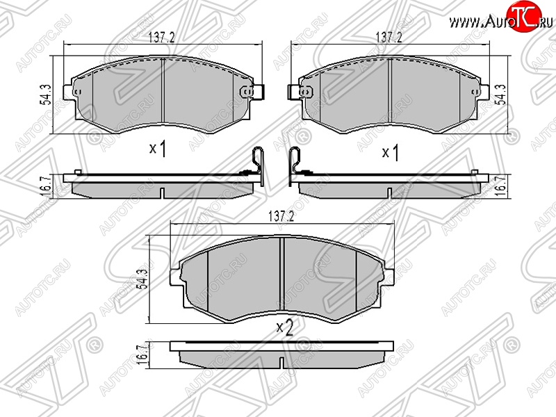 1 399 р. Колодки тормозные SAT (передние)  Hyundai Sonata  EF (2001-2013), SSANGYONG Korando  2 (1996-2006), SSANGYONG Musso (1993-2005), SSANGYONG Rexton  Y200 (2001-2006)  с доставкой в г. Санкт‑Петербург