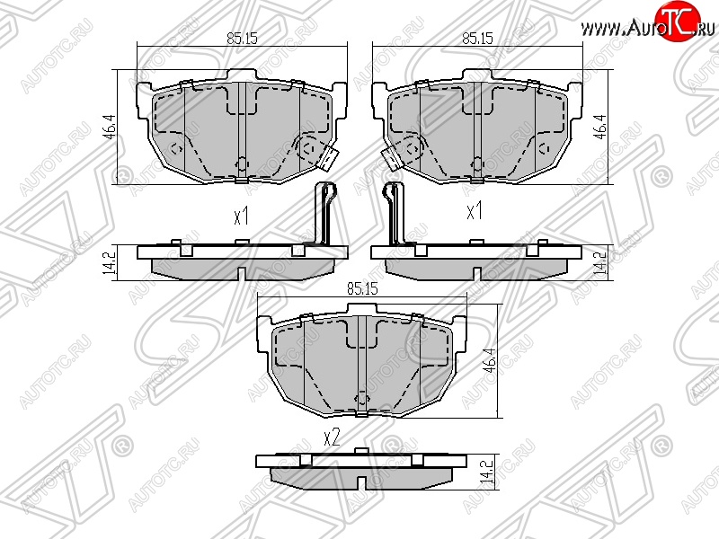 799 р. Колодки тормозные SAT (задние) Hyundai Coupe (2002-2008)  с доставкой в г. Санкт‑Петербург