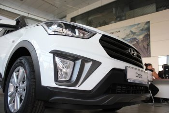 5 649 р. Накладка на передний бампер АвтоКрат Hyundai Creta GS дорестайлинг (2015-2019) (Неокрашенная)  с доставкой в г. Санкт‑Петербург. Увеличить фотографию 2