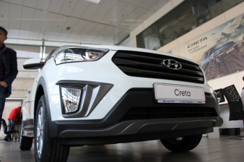 5 649 р. Накладка на передний бампер АвтоКрат Hyundai Creta GS дорестайлинг (2015-2019) (Неокрашенная)  с доставкой в г. Санкт‑Петербург. Увеличить фотографию 1