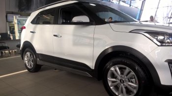 7 349 р. Пластиковые пороги АвтоКрат Hyundai Creta GS дорестайлинг (2015-2019) (Неокрашенные)  с доставкой в г. Санкт‑Петербург. Увеличить фотографию 2