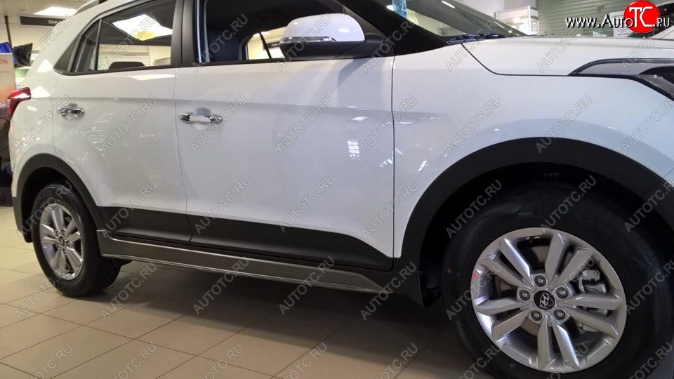 7 349 р. Пластиковые пороги АвтоКрат Hyundai Creta GS дорестайлинг (2015-2019) (Неокрашенные)  с доставкой в г. Санкт‑Петербург