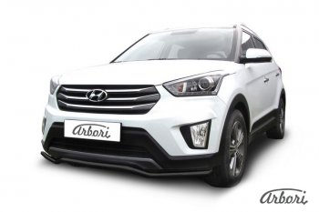 5 849 р. Защита переднего бампера Arbori (волна, черная, 1 труба d42 mm). Hyundai Creta GS дорестайлинг (2015-2019)  с доставкой в г. Санкт‑Петербург. Увеличить фотографию 1