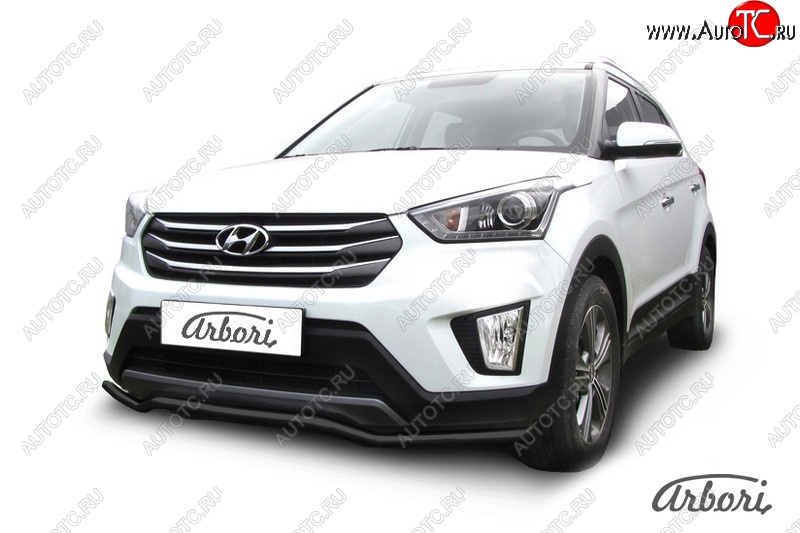 5 849 р. Защита переднего бампера Arbori (волна, черная, 1 труба d42 mm). Hyundai Creta GS дорестайлинг (2015-2019)  с доставкой в г. Санкт‑Петербург