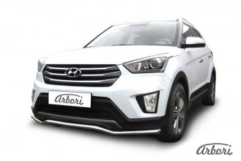 Защита переднего бампера Arbori (волна, нержавейка, 1 труба d42 mm). Hyundai Creta GS дорестайлинг (2015-2019)