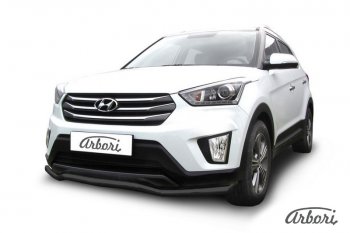 Защита переднего бампера Arbori (волна, черная, 1 труба d57 mm). Hyundai Creta GS рестайлинг (2019-2021)