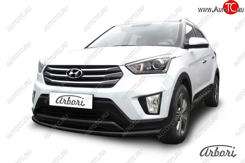 5 849 р. Защита переднего бампера Arbori (черная, 1 труба d57 mm).  Hyundai Creta  GS (2015-2021) дорестайлинг, рестайлинг  с доставкой в г. Санкт‑Петербург