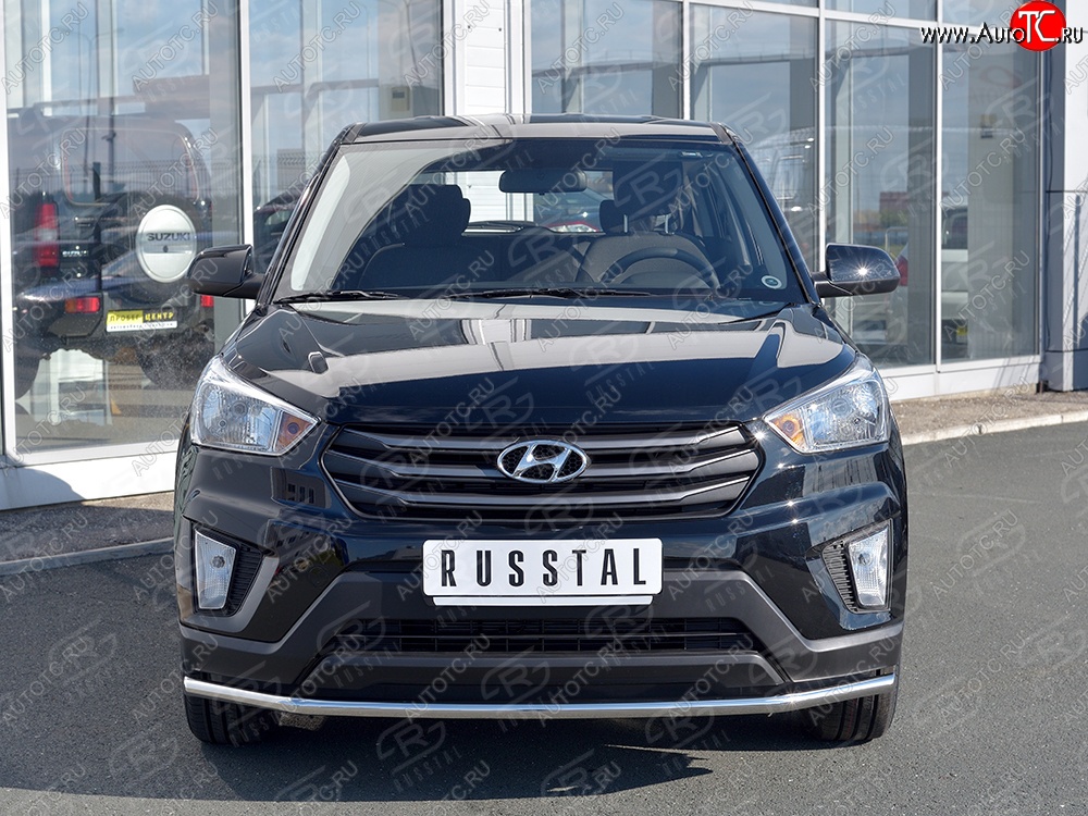 15 599 р. Защита переднего бампера (Ø42 мм, нержавейка) SLITKOFF Hyundai Creta GS рестайлинг (2019-2021)  с доставкой в г. Санкт‑Петербург