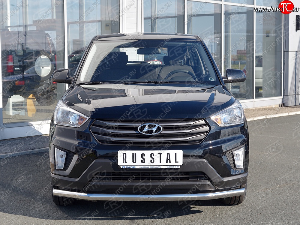 17 349 р. Защита переднего бампера (Ø63 мм, нержавейка) SLITKOFF Hyundai Creta GS рестайлинг (2019-2021)  с доставкой в г. Санкт‑Петербург