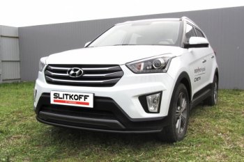 6 499 р. Защита переднего бампер из трубы d42 Slitkoff (дуга) Hyundai Creta GS дорестайлинг (2015-2019) (Цвет: серебристый)  с доставкой в г. Санкт‑Петербург. Увеличить фотографию 1