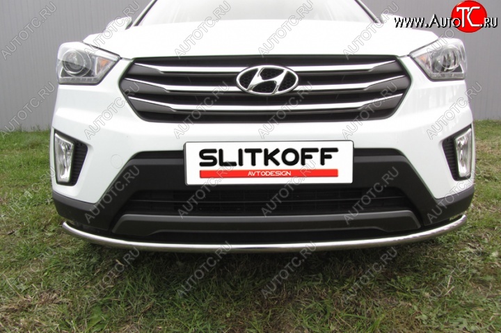 9 299 р. Одинарная защита переднего бампера диаметром 42 мм Slitkoff  Hyundai Creta  GS (2015-2021) (Нержавейка, Полированная)  с доставкой в г. Санкт‑Петербург