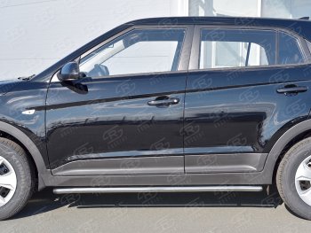 18 349 р. Защита порогов из круглой трубы d42 мм SLITKOFF v3 Hyundai Creta GS рестайлинг (2019-2021)  с доставкой в г. Санкт‑Петербург. Увеличить фотографию 2