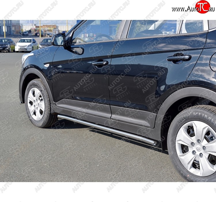 18 349 р. Защита порогов из круглой трубы d42 мм SLITKOFF v3 Hyundai Creta GS рестайлинг (2019-2021)  с доставкой в г. Санкт‑Петербург