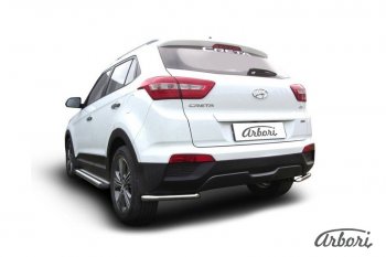 2 459 р. Защита заднего бампера Arbori (уголки, нержавейка, 1 труба d42 mm). Hyundai Creta GS дорестайлинг (2015-2019)  с доставкой в г. Санкт‑Петербург. Увеличить фотографию 1