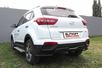 5 499 р. Защита заднего бампера из уголков d42 Slitkoff  Hyundai Creta  GS (2015-2021) дорестайлинг, рестайлинг (Цвет: серебристый)  с доставкой в г. Санкт‑Петербург. Увеличить фотографию 1