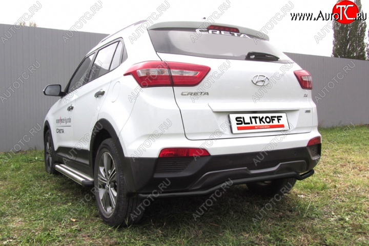 6 699 р. Защита заднего бампера из трубы d42 Slitkoff (волна)  Hyundai Creta  GS (2015-2021) дорестайлинг, рестайлинг (Цвет: серебристый)  с доставкой в г. Санкт‑Петербург