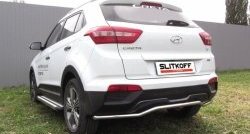 9 599 р. Защита заднего бампера из изогнутой трубы диаметром 42 мм Slitkoff  Hyundai Creta  GS (2015-2021) дорестайлинг, рестайлинг (Нержавейка, Полированная)  с доставкой в г. Санкт‑Петербург. Увеличить фотографию 1