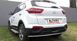 7 799 р. Защита заднего бампера из трубы диаметром 42 мм Slitkoff Hyundai Creta GS дорестайлинг (2015-2019) (Нержавейка, Полированная)  с доставкой в г. Санкт‑Петербург. Увеличить фотографию 1