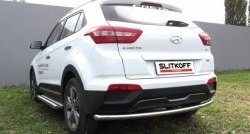 8 899 р. Защита заднего бампера из трубы диаметром 57 мм Slitkoff  Hyundai Creta  GS (2015-2021) дорестайлинг, рестайлинг (Нержавейка, Полированная)  с доставкой в г. Санкт‑Петербург. Увеличить фотографию 1