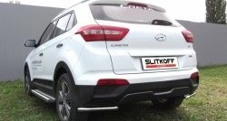 Защита заднего бампера из двух боковых уголков диаметром 42 мм Slitkoff Hyundai (Хюндаи) Creta (Крета)  GS (2015-2021) GS дорестайлинг, рестайлинг