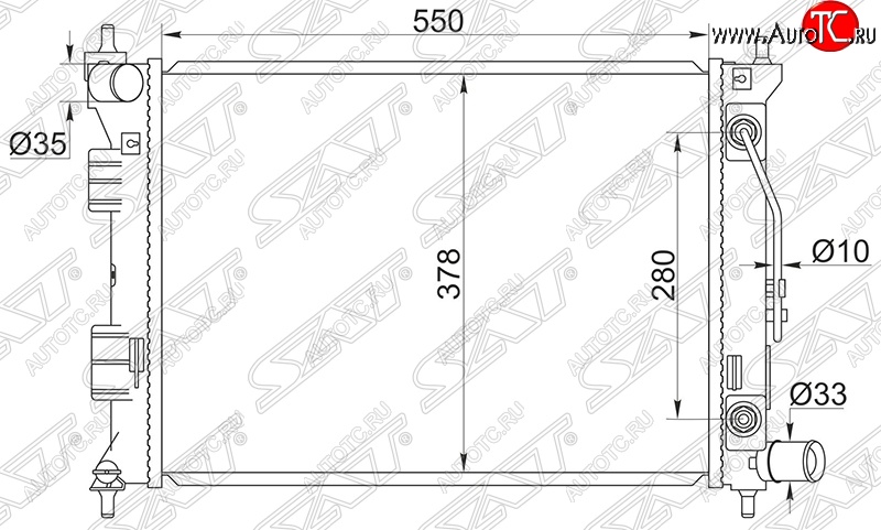 5 549 р. Радиатор двигателя SAT (пластинчатый, МКПП/АКПП) Hyundai Elantra MD дорестайлинг (2010-2013)  с доставкой в г. Санкт‑Петербург