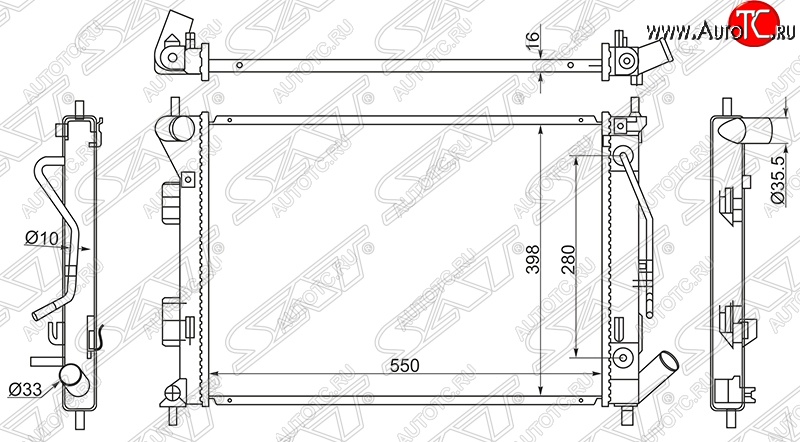 4 599 р. Радиатор двигателя SAT (трубчатый, МКПП/АКПП)  Hyundai Creta (GS), Elantra (MD), I30 (2 GD), KIA Ceed (2 JD), Cerato (3 YD), Soul (AM)  с доставкой в г. Санкт‑Петербург