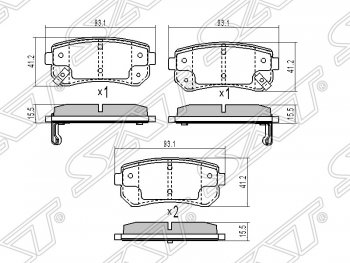 849 р. Колодки тормозные задние SAT  Hyundai Creta (GS), Tucson (TL), KIA Ceed (1 ED), Cerato (2 TD), Rio (2 JB), Sportage (2 JE,KM)  с доставкой в г. Санкт‑Петербург. Увеличить фотографию 1