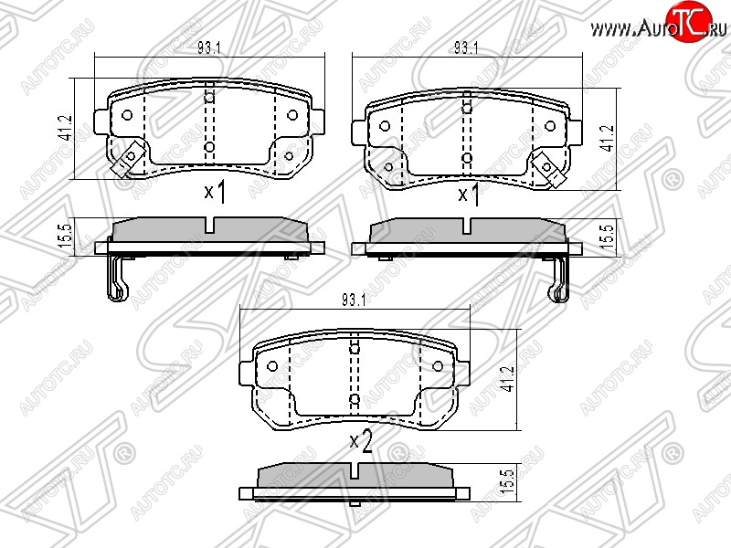 849 р. Колодки тормозные задние SAT  Hyundai Creta (GS), Tucson (TL), KIA Ceed (1 ED), Cerato (2 TD), Rio (2 JB), Sportage (2 JE,KM)  с доставкой в г. Санкт‑Петербург