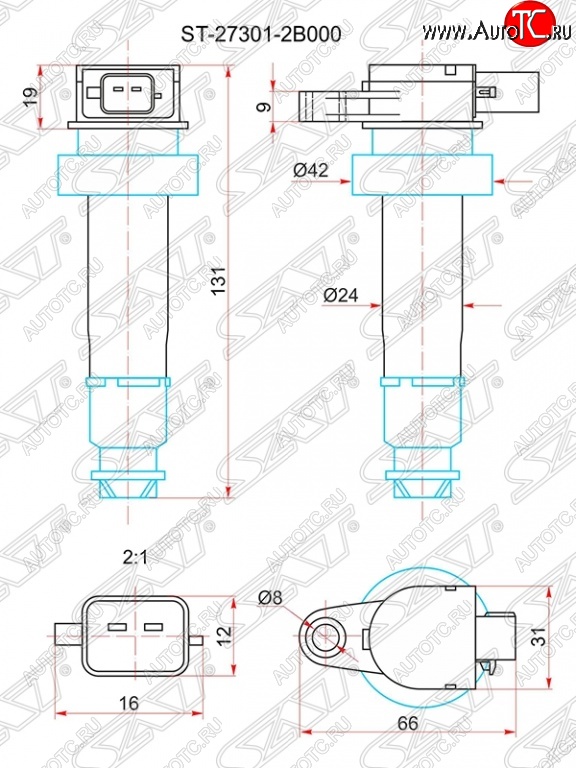 829 р. Катушка зажигания SAT Hyundai Elantra HD (2006-2011)  с доставкой в г. Санкт‑Петербург