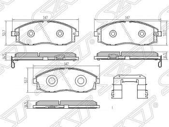 1 599 р. Колодки тормозные SAT (передние) Hyundai Porter AU,KR (1996-2011)  с доставкой в г. Санкт‑Петербург. Увеличить фотографию 1