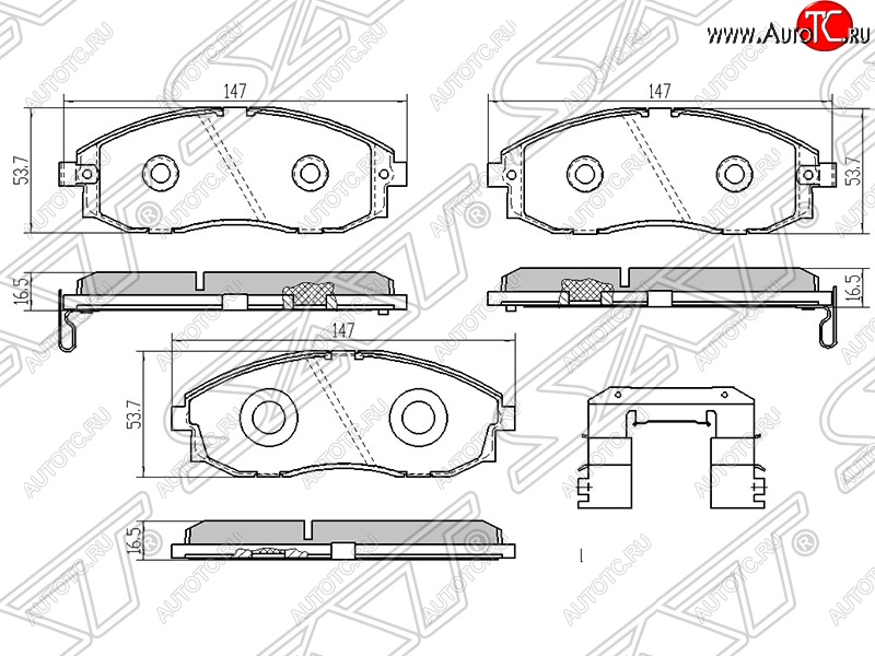 1 599 р. Колодки тормозные SAT (передние) Hyundai Porter AU,KR (1996-2011)  с доставкой в г. Санкт‑Петербург