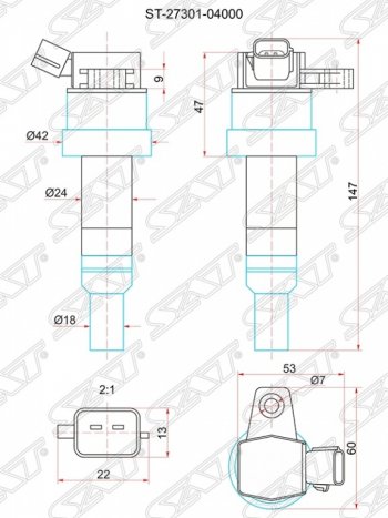 979 р. Катушка зажигания SAT Hyundai i10 PA рестайлинг (2011-2013)  с доставкой в г. Санкт‑Петербург. Увеличить фотографию 1