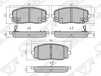 989 р. Колодки тормозные SAT (передние) Hyundai i10 PA рестайлинг (2011-2013)  с доставкой в г. Санкт‑Петербург. Увеличить фотографию 1