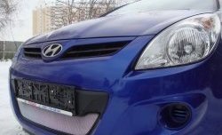 1 539 р. Сетка на бампер Russtal (хром) Hyundai i20 PB хэтчбэк дорестайлинг (2008-2012)  с доставкой в г. Санкт‑Петербург. Увеличить фотографию 3