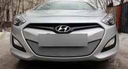 1 539 р. Сетка на бампер Russtal (хром) Hyundai I30 2 GD дорестайлинг универсал (2011-2015)  с доставкой в г. Санкт‑Петербург. Увеличить фотографию 1