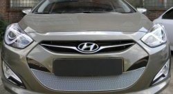 2 349 р. Сетка на бампер Russtal (хром) Hyundai I40 1 VF дорестайлинг седан (2011-2015)  с доставкой в г. Санкт‑Петербург. Увеличить фотографию 1